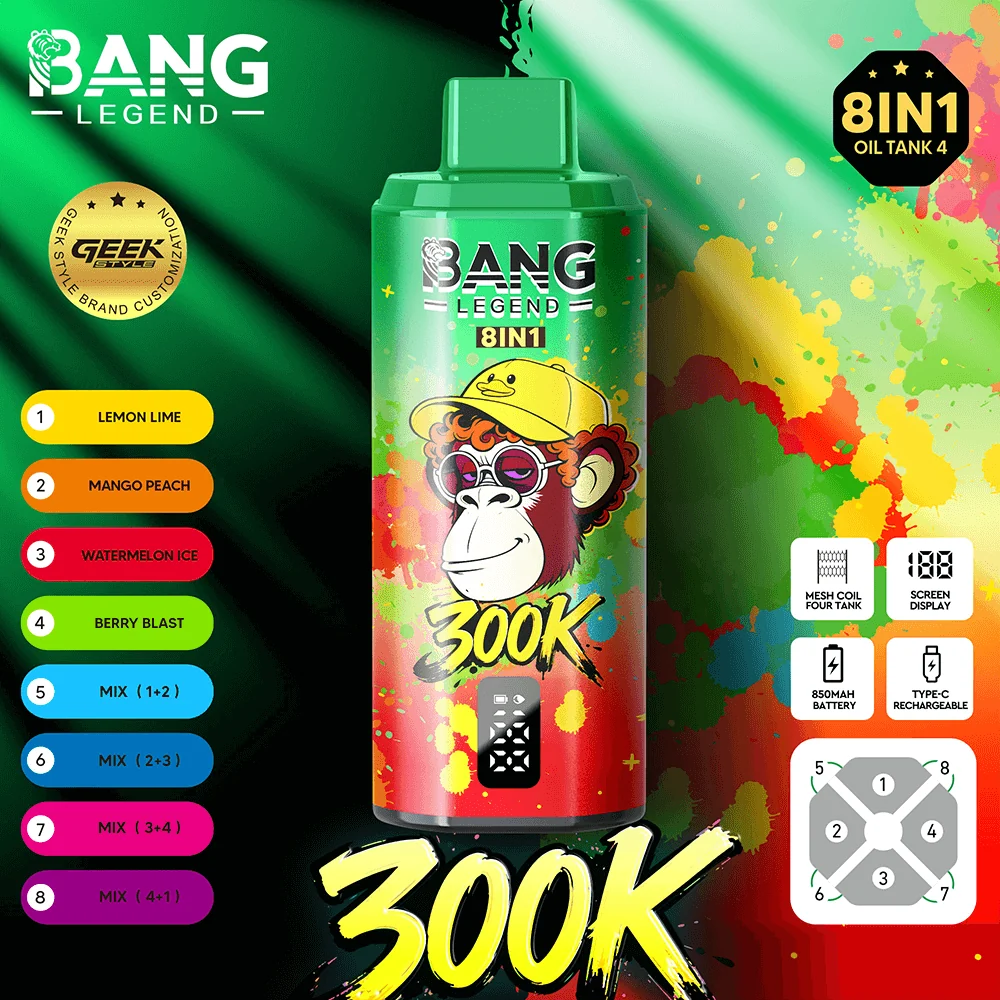 Bang Legend Geek 300K – Lemon Sour Orange & Mango Peach & Watermelon Ice & Berry Ice