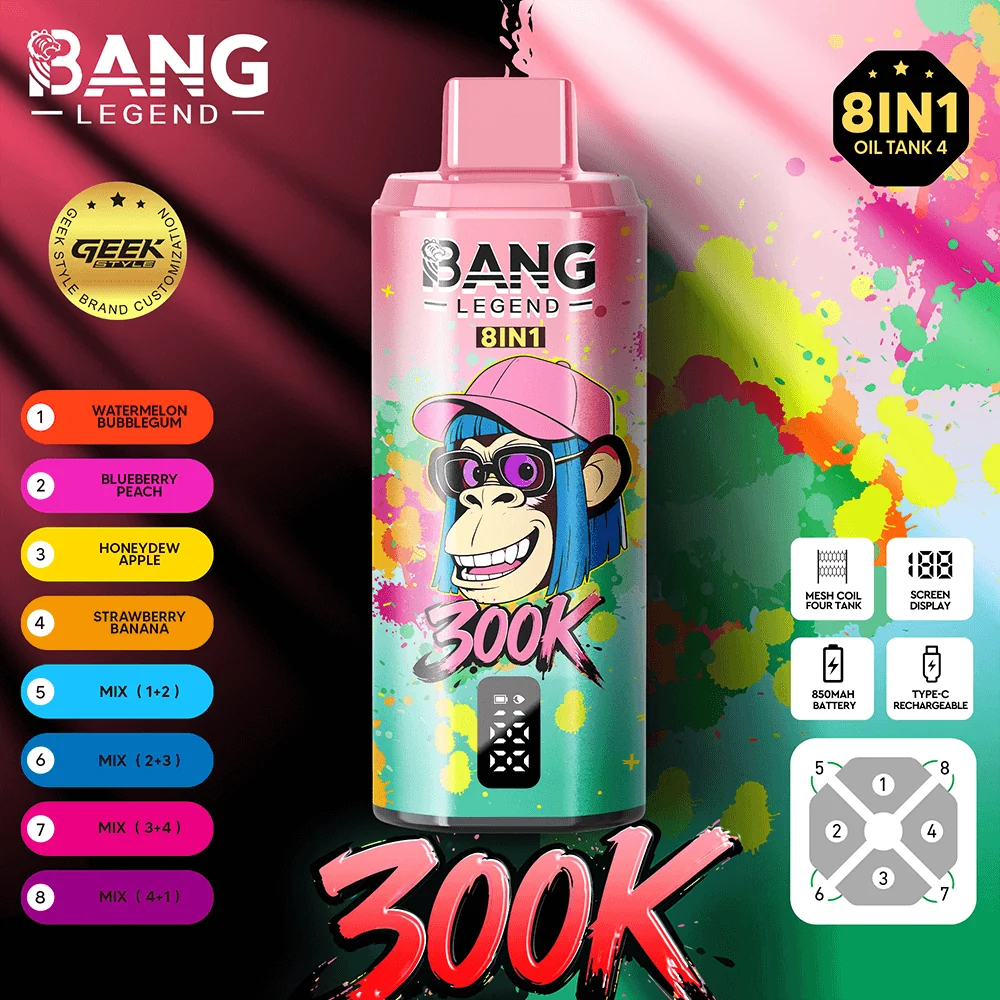 Bang Legend Geek 300K – Watermelon Bubble Gum & Blueberry Peach Ice & Cantaloupe Apple & Strawberry Banana