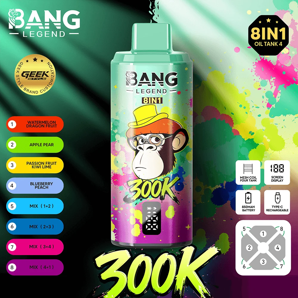 Bang Legend Geek 300K – Watermelon Dragon Fruit & Apple Pear & Passion Fruit Kiwi Lime & Blueberry Peach
